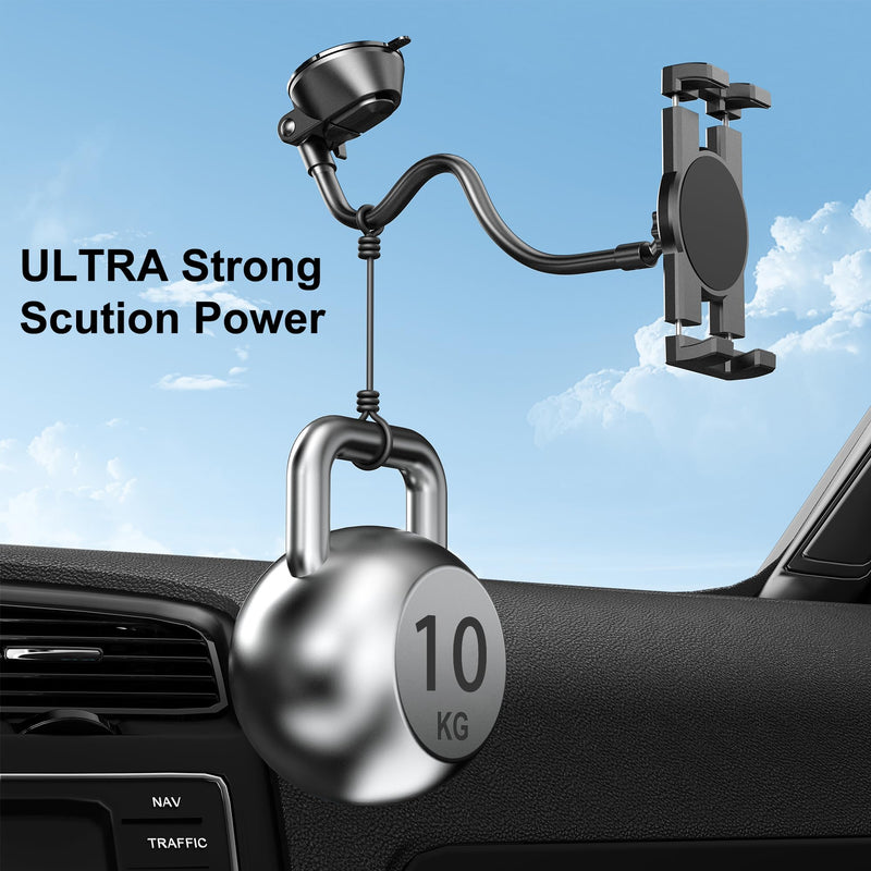 Peastrex Tablet Holder for Car, Dashboard Ipad Holder Gooseneck Windshield Strong Suction Cup Mount for 4.5-12.9" Tablets Phones, iPad Pro, Galaxy Tab, iPhone 15 14 Galaxy S25 S24 Z Fold 5 4