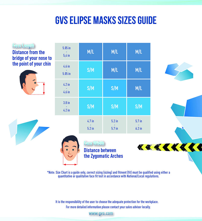 GVS ELIPSE P100 Elastomeric Half Mask with Source Control with Replaceable and Reusable Filters Included 1 Count (Pack of 1)