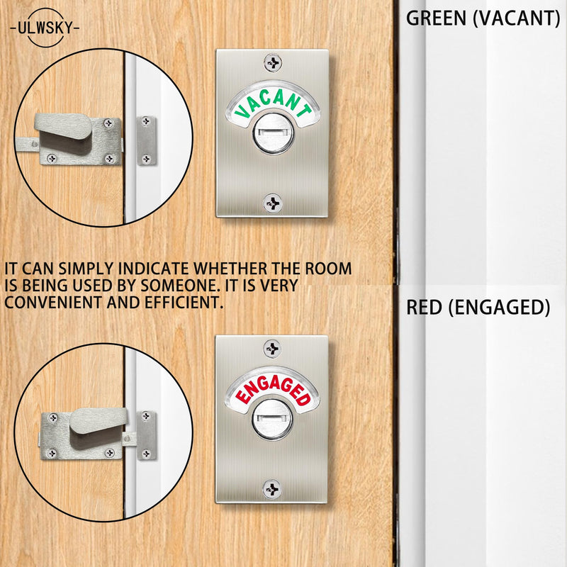1Pack Silver Latch Indicator,Bathroom Stall Door Latch,Privacy Partition Lock with Occupancy Indicator for Public Toilet Stall Door