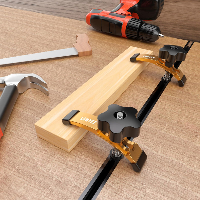 T-Track Hold Down Clamps, 4 Pack Extended 5-3/8" T Slot Clamp Set for CNC Router and Woodworking, Adjustable Hold Down Clamp with Rubber Pads