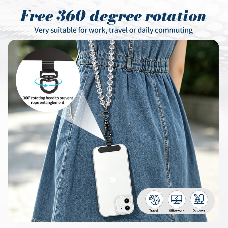 360° Rotating Phone Tether Tab, 4 Pack Ultra Thin Stainless Steel Lanyard Clip 4 Colors