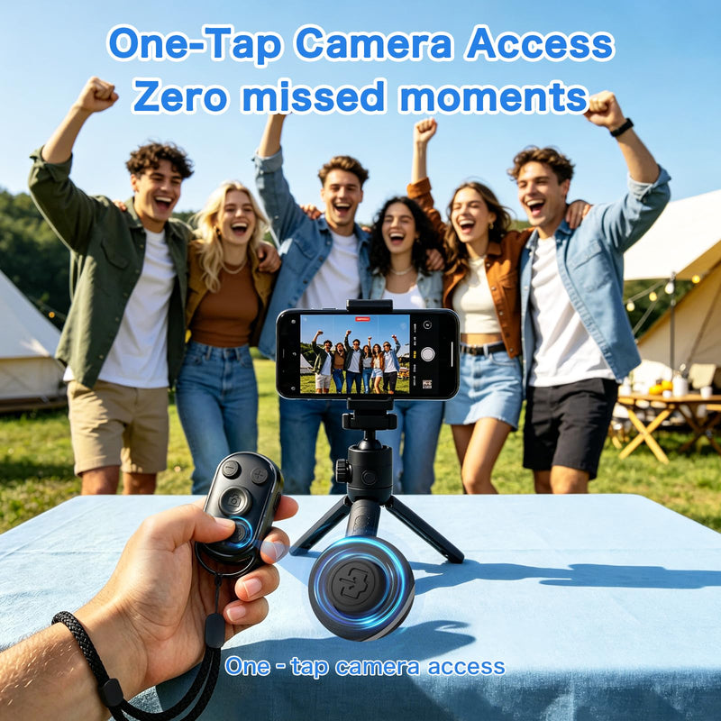 duskeep Bluetooth Camera Remote Shutter with Zoom for iPhone Android, Vlogs | Selfies and travel, photo/video remote control, front/rear switch, USB-C charging, lightweight design, adjustable wrist strap Black