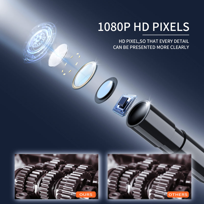 Daxiongmao Borescope Camera, 1080P HD IP67 Waterproof Endoscope with LED Light, 4.3" IPS Screen Flexible Snake Camera for Automotive Engine, Pipe, Wall & Vent InspectionI 4.3" P410 Borescope