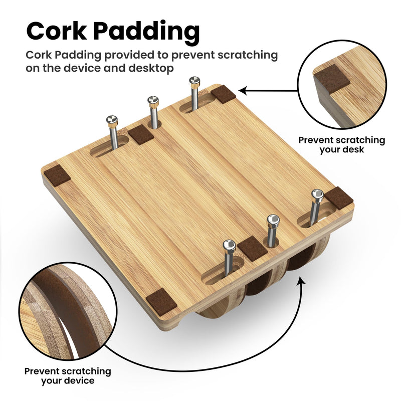 Kothar Premium Wood Vertical Laptop Stand - Adjustable Dual Slot Bamboo Holder for MacBook, Dell, HP, and More | Space-Saving Desktop Organizer | Eco-Friendly, Sleek & Durable Design Natural