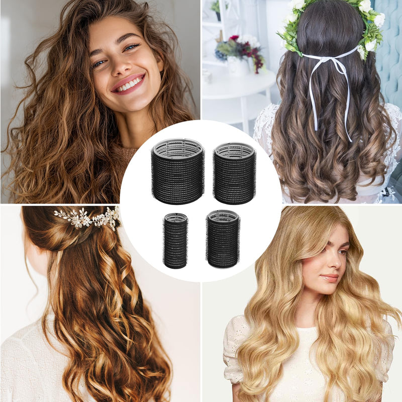 28 Pcs Self Grip Hair Rollers Set with Clips, Heatless Curlers for Short, Medium and Long Hair, Salon Hairdressing Rollers for Hair Volume, DIY Styling Tools for Women
