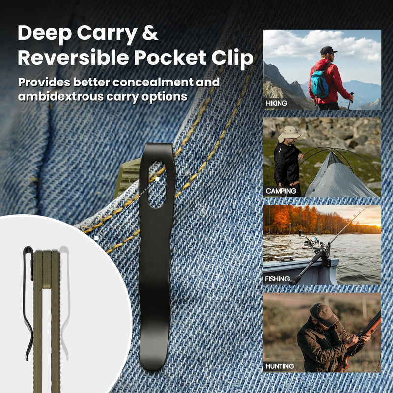 Kizer Dogfish Pocket Folding Knife, 3.14" Nitro-V Steel Blade Button Lock Knife, G10 Handle EDC Knives V3640A2 Green