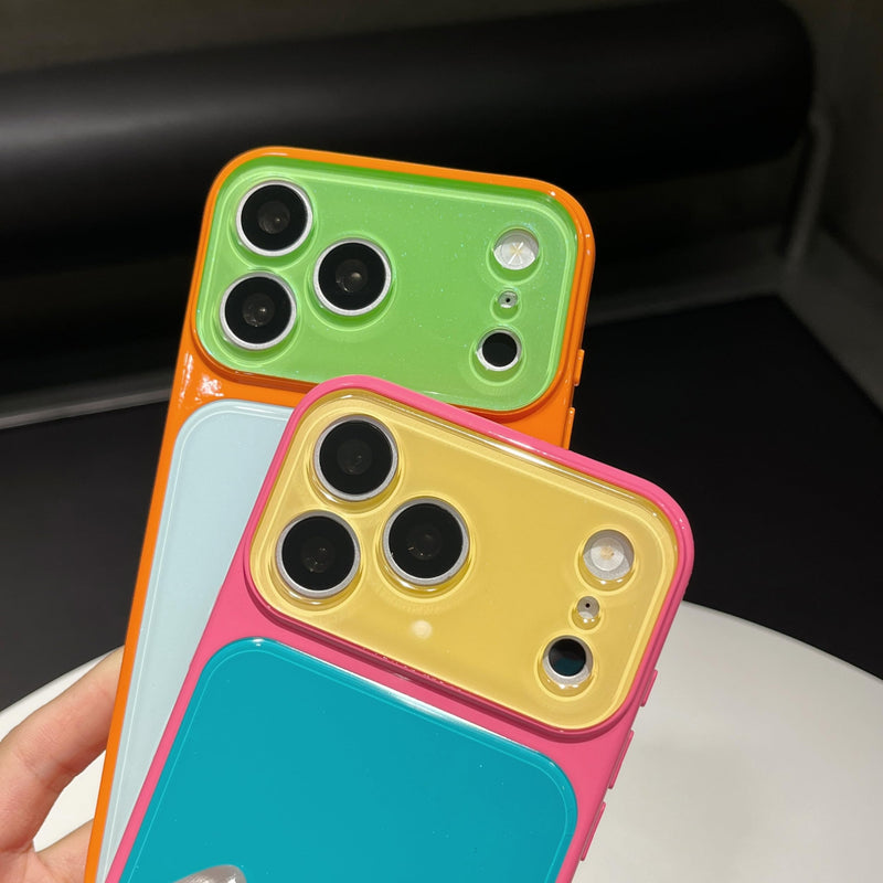 Caseative for iPhone 17 Pro Max Case, Red Yellow | Contrast Candy Color Block Crystal Camera Lens Protection