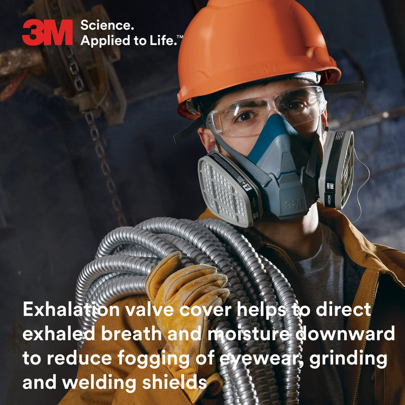 3M Rugged Comfort Half Facepiece Reusable Respirator 6502, NIOSH, Cool Flow Valve Helps Reduce Heat and Moisture, Silicone Faceseal Provides a Firm Seal, Welding, Sanding, Cleaning, Grinding, Medium 1 Count (Pack of 1)