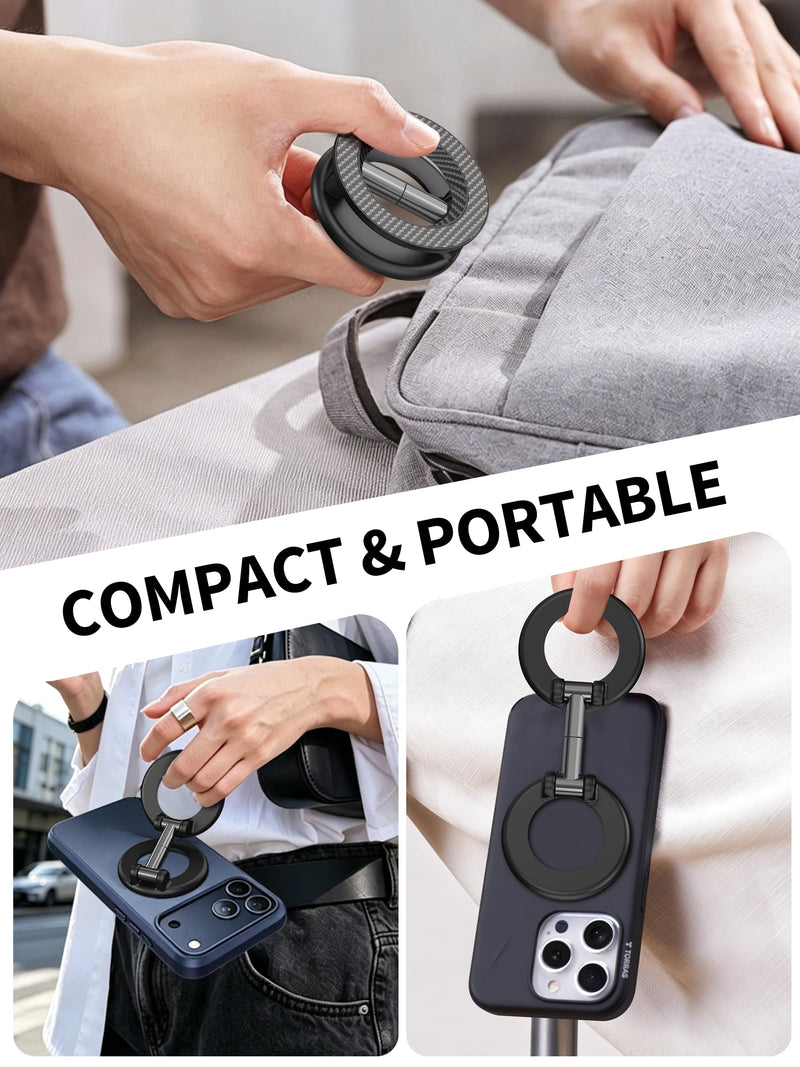 Dual-Sided Magnetic Phone Holder Mount for MagSafe Phone Grip Stand, 360° Adjustable Magnetic Phone Stand for iPhone/Sumsung/Google/Android, Foldable MagSafe Phone Ring Holder for Car, Gym, Golf Cart