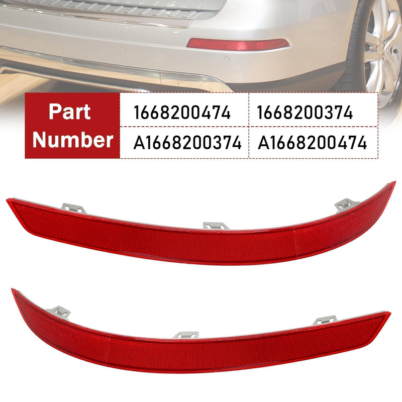 2 PCS Rear Bumper Reflector Fit for Mercedes-Benz X166 GL GL350 GL450 GL500 GL550 GL63 AMG 2013-2016 GLS450 2017-2019 Replace # A1668200474 1668200474 A1668200374 A1668200474 1668200474 A1668200374 1668200374