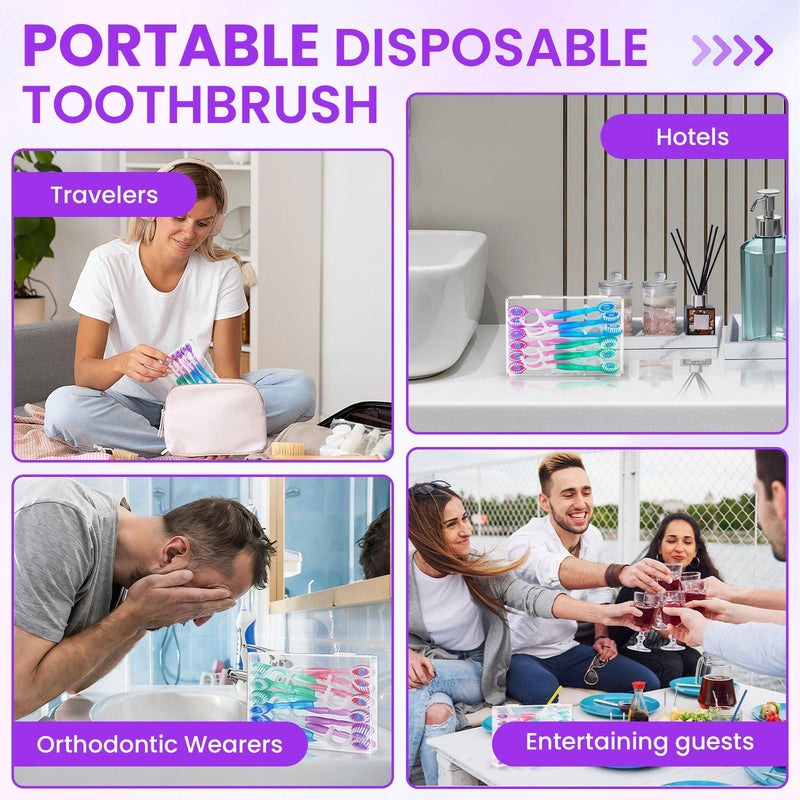 120 Pack 5-in-1 Mini Toothbrush Disposable, Waterless Disposable Toothbrushes with Toothpaste, Floss, Tongue Scraper, Toothpick, Prepasted Toothbrushes for Travel Hotel 120 Pack