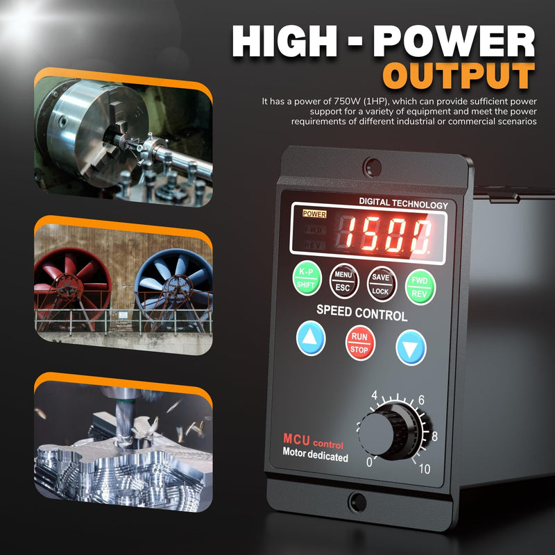 Generic 750W 1HP VFD, AC 110-220V Variable Frequency Drive, Single Phase to 3 Phase Converter for Speed Control of Spindle Motor, Lathe Motor, HVAC System, CNC Machine, Milling Machine More