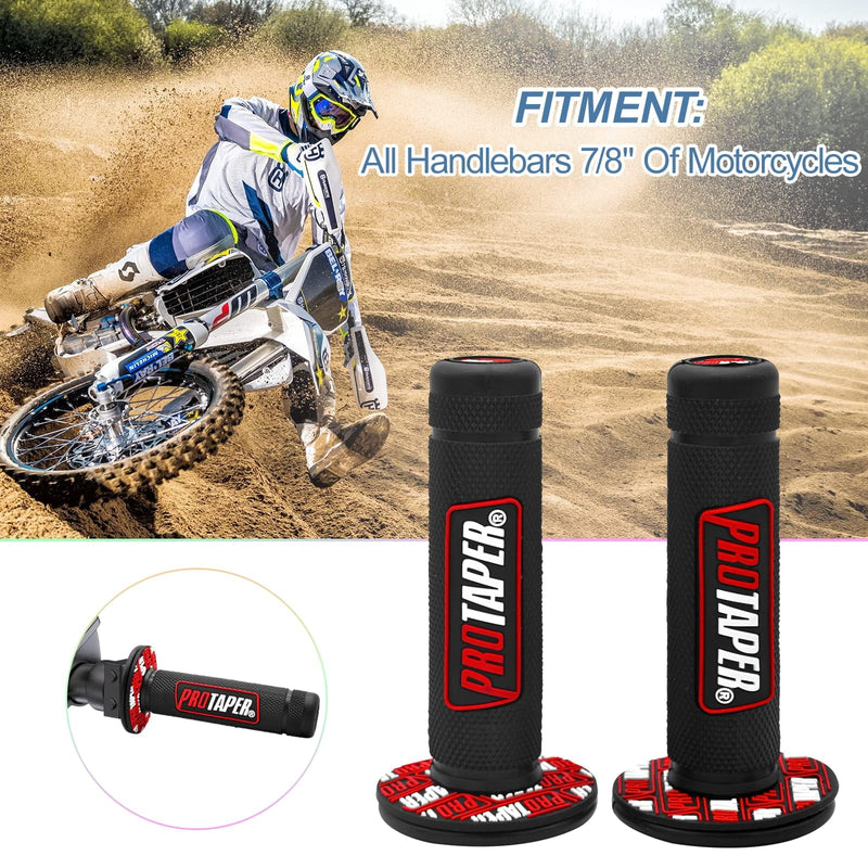 Linekong 7/8" 22mm Twist Throttle Grips Cable for CRF KLX TTR 110 125 150 200 250 cc Dirt Pit Bike (Red Red