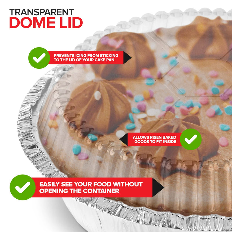 Stock Your Home 9" Round Aluminum Foil Pans with Lids (40 Pack) Pie Tins Disposable 9 Inch with Lid, To-Go Containers for Pies, Cheesecake, Cinnamon Rolls, Flan, 2" Deep Dish Cake Pan for Holidays