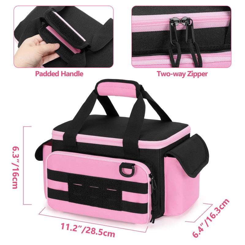 Rexmica Pink Tool Bag for Women, Tool Storage Organizer with Anti-friction and Thick Padded Bottom, Tactical Range Bag, Multi-functional Work Bag for Repairman, Electrician, Carpenters, Pink