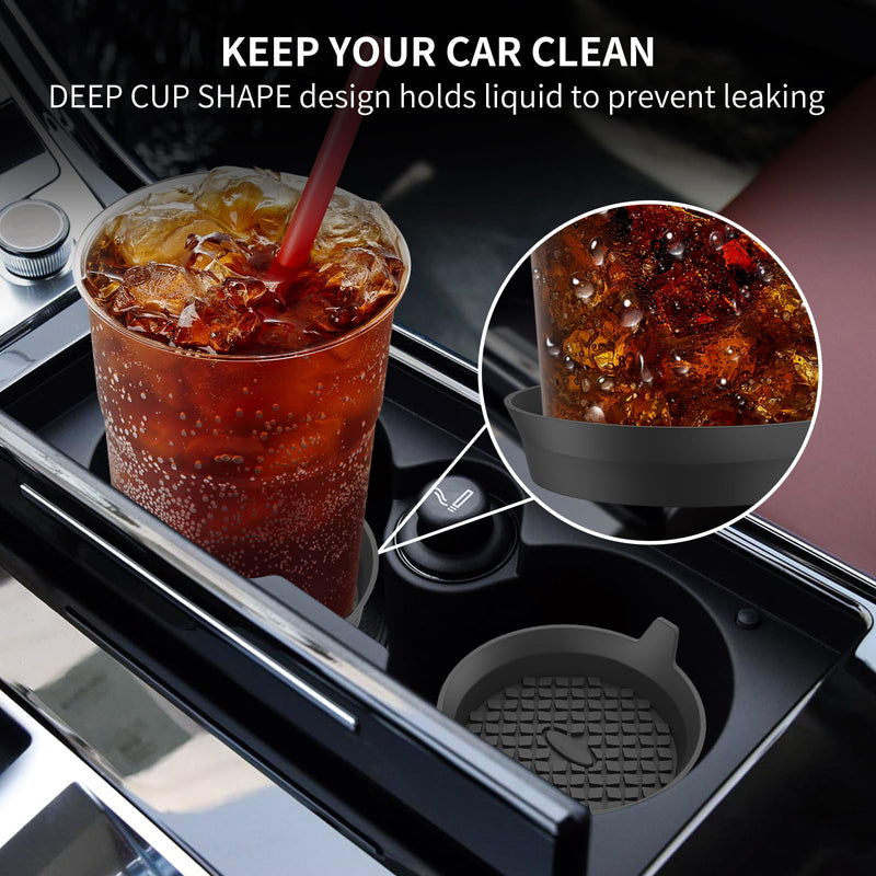 ME.FAN Car Cup Holder Coasters [4 Pack] Silicone Cups Mats, Automotive Universal Non-Slip Recessed Interior Accessories Black 4 Pack-black