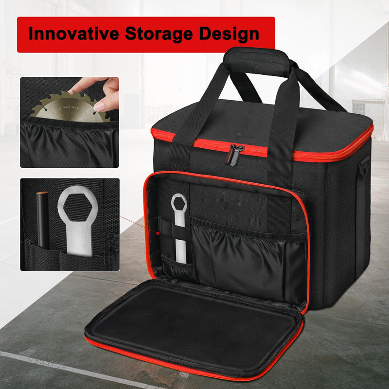 Tool Bag Compatible with Milwaukee M18 2630-20 Circular Saw, DEWALT 20V MAX DCS391B/DCS565B, Circular Saw Case with Battery Compartment & Blade Organizer, Portable Design, Case Only Red