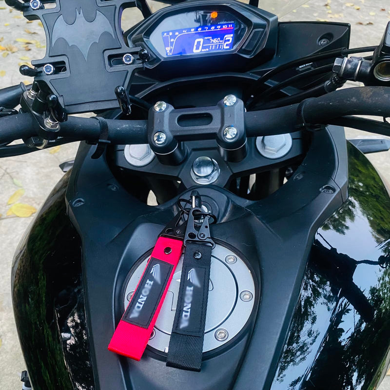 2 Pcs Fabric Keychain, Black and Red Motorcycle Keychain, Heavy Duty Key Chain for Bike, Car
