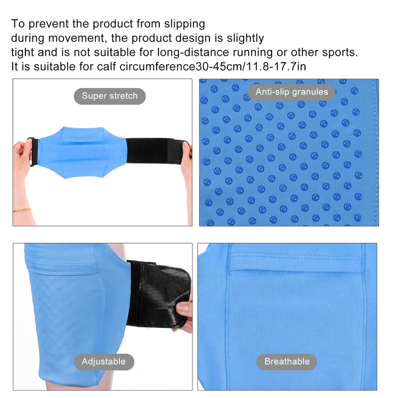 Amabro Leg Phone Holder Non Slip Cellphone Thigh Ankle Wallet Armband Strap | Adjustable Sport Pouch Storage Bag Accessories for Running Hiking Workout Walking Hiking Equestrian, Blue, 30-45cm