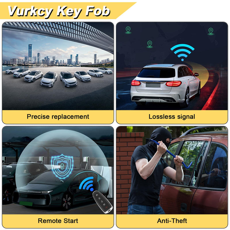 Vurkcy Key Fob Replacement for 2012-2019 Ford Focus/Escape C-Max/Fiesta/Transit Car Keyless Entry Remote Control, OUCD6000022 164-R8046, 4-Btn, 2Pcs