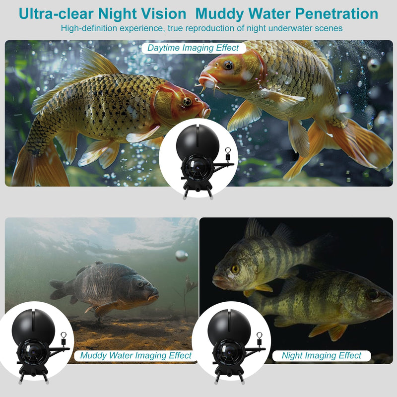Underwater Fishing Camera with 4.3 Inch LCD, 5000mAh Battery, Infrared Night Vision Light, Portable Fish Finder with 100ft Cable for Ice Lake Boat Kayak Fishing black