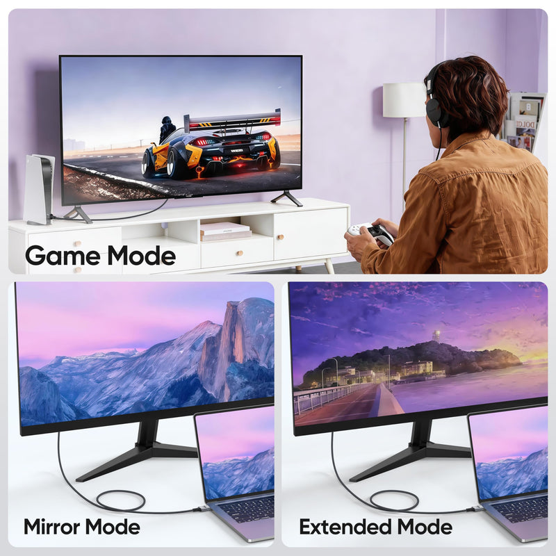8K HDMI 2.1 Cable 6 FT 5-Pack, 48Gbps High Speed Braided HDMI Cord Pack with CL3 Rated for Game Monitor TV, 4K@120Hz/144Hz 8K@60Hz, HDR10, DTS:X,eARC/ARC for PC Laptop, Monitor, HDTV,Soundbar 6FT Grey
