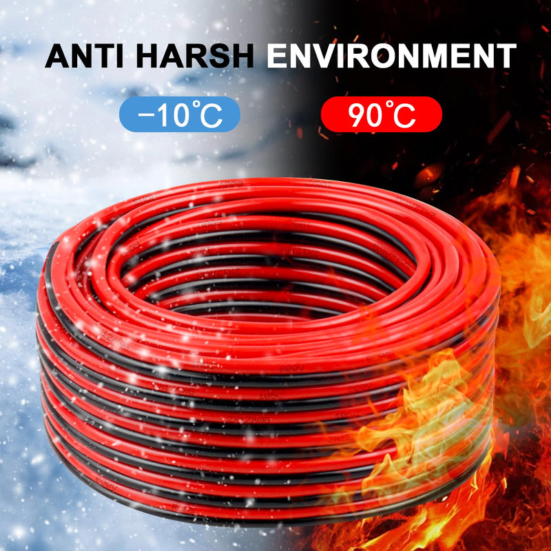 12 Gauge Wire 25 Feet, 12/2 AWG Pure Copper Wire, 12AWG 2 Conductors Red Black Oxygen Free Stranded Low Voltage Wire for Solar Panel, Automotive, Audio Auto, LED Lighting(12 AWG 25FT) 25 FT