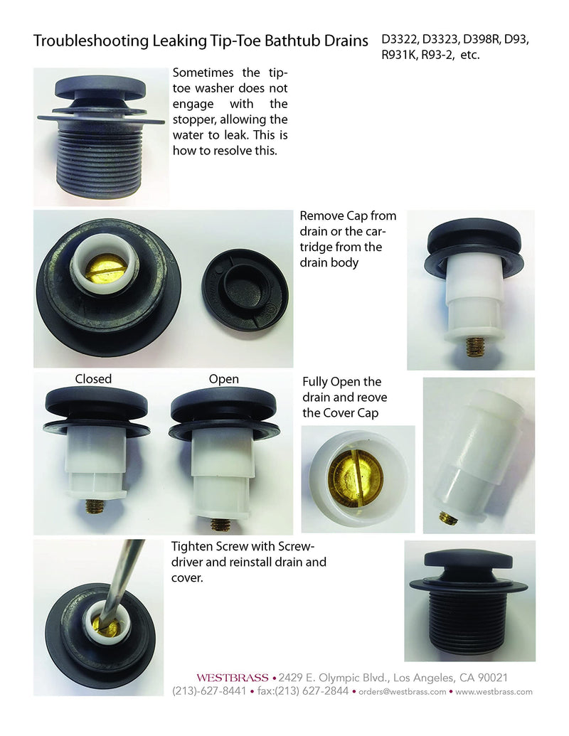 Westbrass Tip Toe Universal Tub Trim with One-Hole Faceplate, Polished Brass, D931K-01