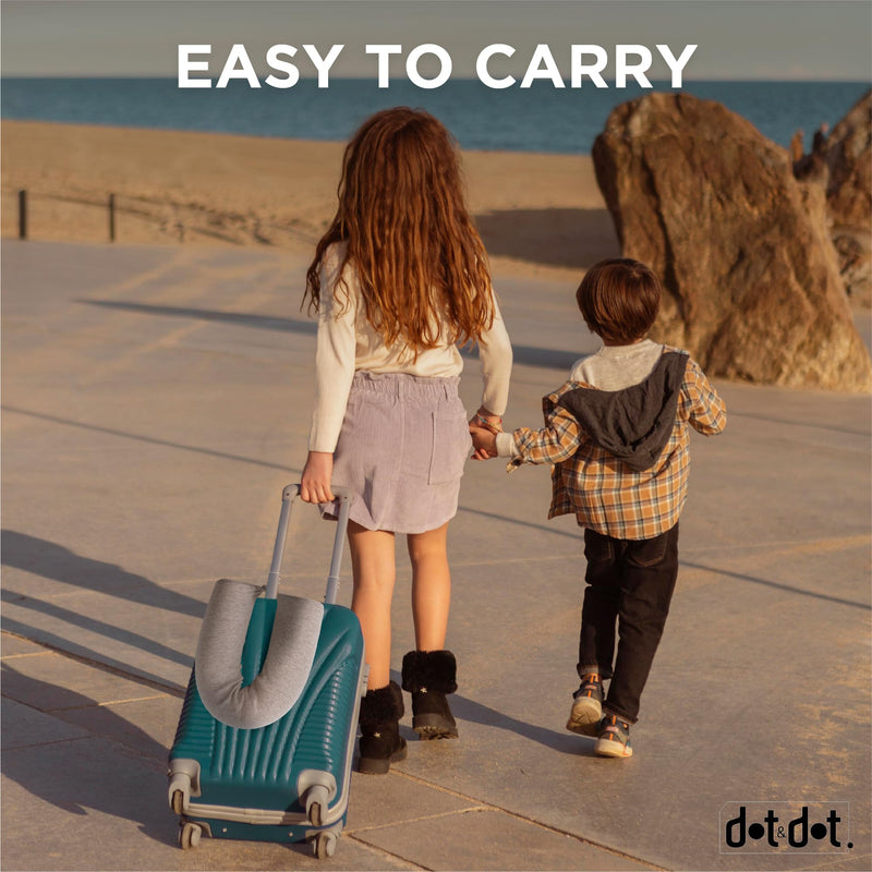  [AUSTRALIA] - Dot&Dot Twist Memory Foam Kids Travel Pillow for Airplanes - Neck Pillows for Travel, Sleeping - Airplane Pillow for Neck Support, Chin, Lumbar, Leg - Adjustable Neck Pillow for Car Seat Mini Gray Kids/Petite (23")