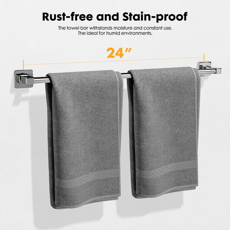 Modern 24 inch Bathroom Towel Bar Chrome,Towel Racks for Bathroom Wall Mounted,Bathroom Towel Holder Black,Home Decor Towel Rod