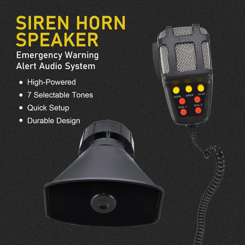 Safego Police Siren Speaker Car Pa System, Dc12v 100w 7 Tones Wired Handheld Microphone Loudspeaker Emergency Siren Electronic