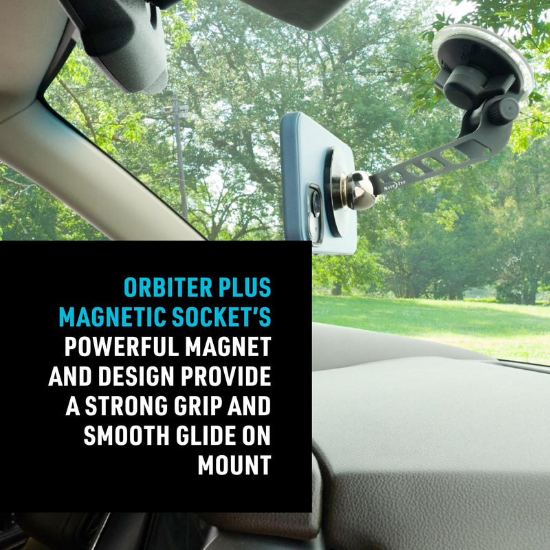 Nite Ize Steelie Windshield Kit - Magnetic Cell Phone Holder for Car Accessories - Sturdy Car Windshield Mount for Cell Phones - Orbiter Plus