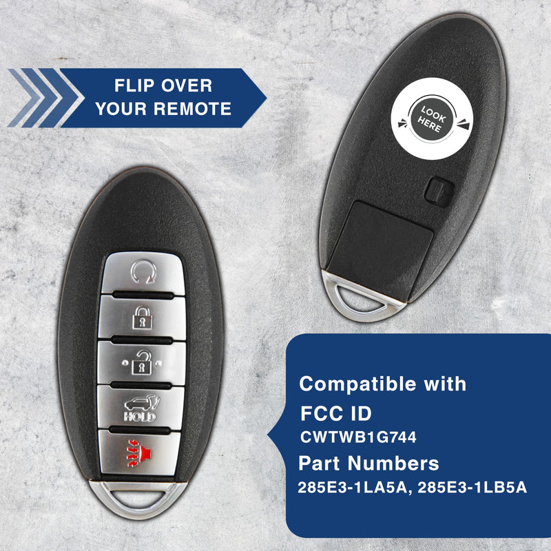  [AUSTRALIA] - KeylessOption Keyless Entry Remote Starter Smart Car Key Fob for Nissan Armada Infiniti QX80, QX56, CWTWB1G744 (Pack of 2)