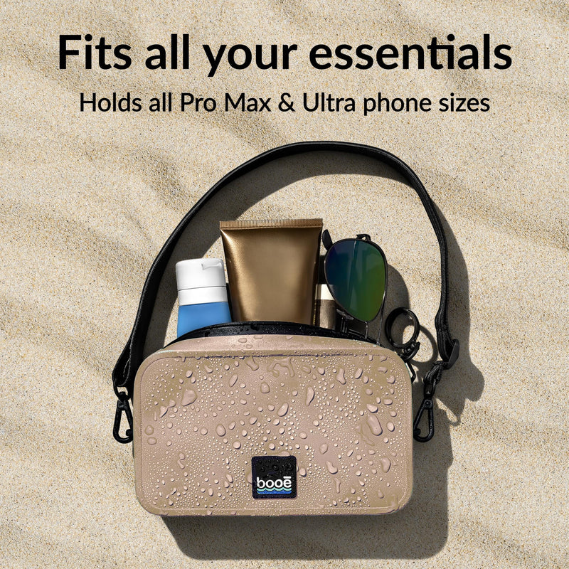 Booe Waterproof Belt Bag - Waterproof Fanny Pack - Warm Sand | 100% Waterproof Bag, IP67 Submersible, Airtight TRU Zip, Floats, Fits All Phones, Touchscreen-Friendly, Crossbody/Waist Pack