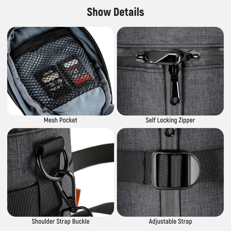 NEEWER Camera Lens Pouch for 3.9"x5.5"/100x140mm DSLR Mirrorless Camera Lens, Water Repellent Thickened Expandable Protective Case Bag with Lockable Opening Zippers, Shoulder Strap, Rear Buckle, PB006