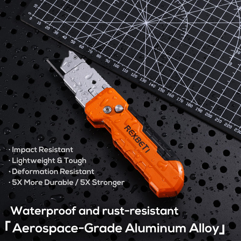 REXBETI 2-in-1 Utility Knife & Scraper, Zinc Alloy Body, Blade Storage（2 pack）