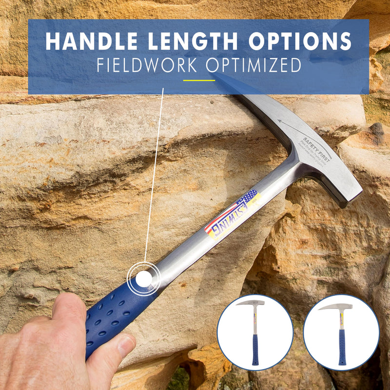 ESTWING Rock Pick - 22 oz USA Made Geology Hammer with Pointed Tip & Shock Reduction Grip - E3-22P 22 oz (Ounces) Standard Handle