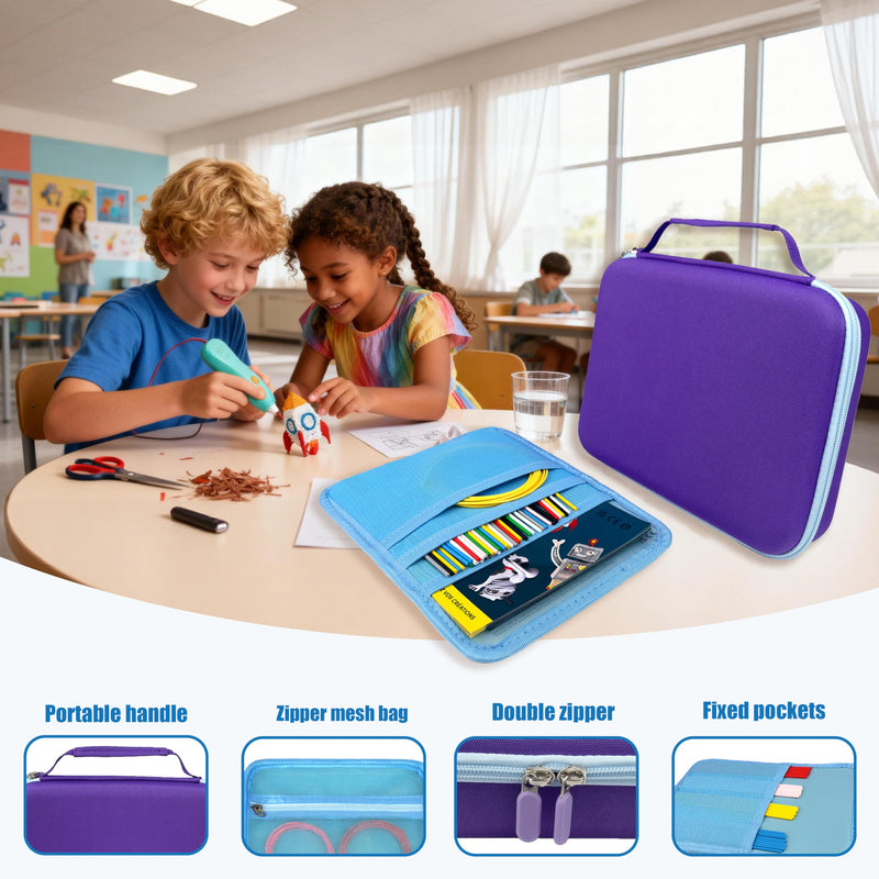 Hard Case Compatible with NEW 3Doodler Start+ Essentials (2024), Educational STEM Toy Durable Box Storage 3D Pen for Kids,Hold 3D Pen Filament Filaments and Accessories (Purple) 2024NEW Purple