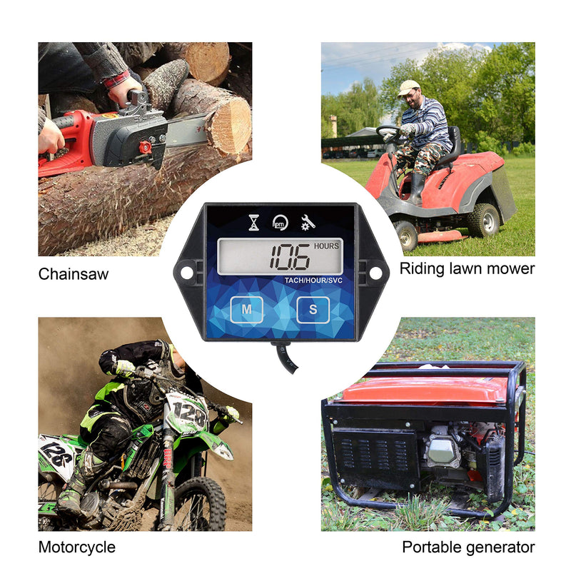 Runleader Small Engine Hour Meter, Digital Tachometer, Maintenance Reminder, Battery Replaceable, User Shutdown, Use for ZTR Lawn Mower Tractor Generator Marine Outboard ATV (HM011F) 1