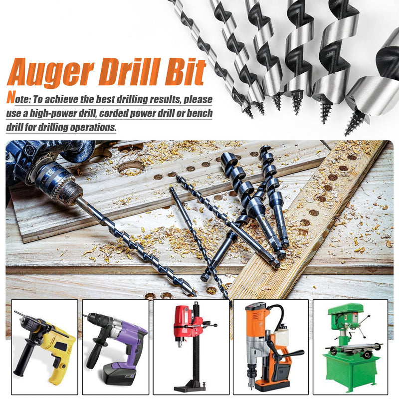 6Pcs 9-Inch Long Auger Drill Bit Set for Wood,1/4",3/8",1/2",5/8",3/4",1" Inch Hex Shank Ship Auger Drill Bit Set for Soft and Hard Wood, Plastic, Drywall and Composite Materials 6Pcs -1/4" to 1" 9 Inch Long