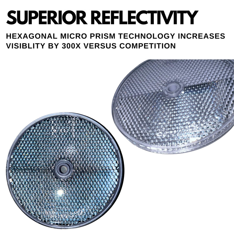 Class A 3-3/16" Round Reflector with Center Mounting Hole - 2 Pack for Trailers, Trucks, Automobiles, Mail Boxes, Boats, SUV's, RV's, Industrial Applications (White, 2) White
