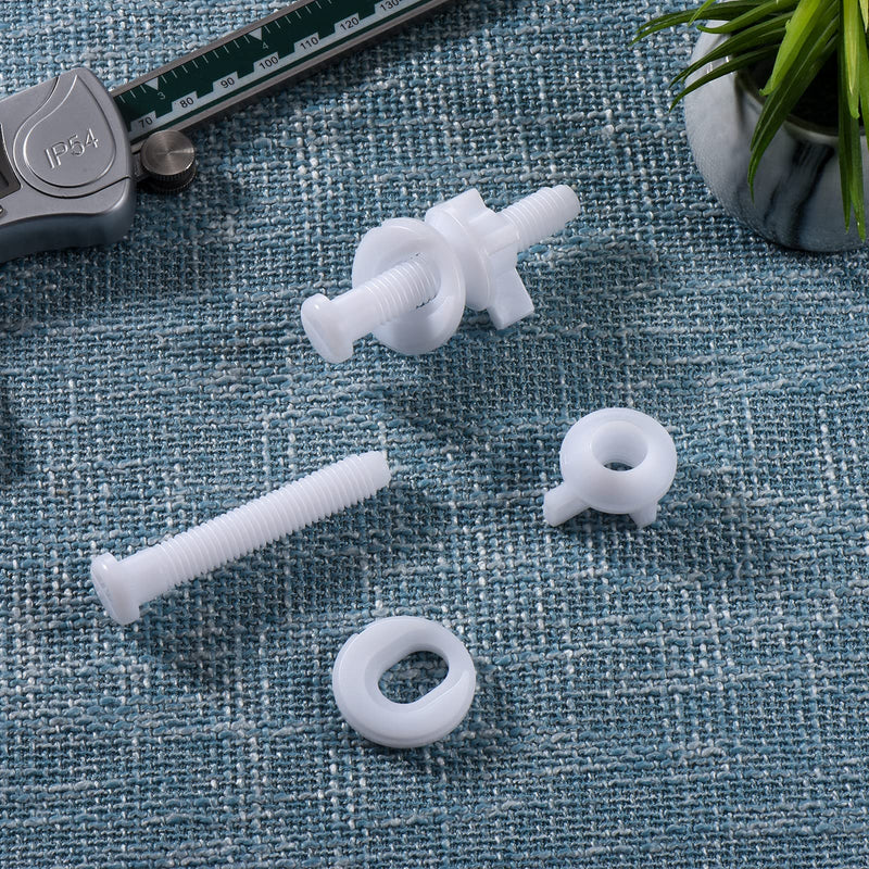 Canomo Toilet Seat Replacement Part Includes Plastic Toilet Seat Hinge Bolt Screws with Plastic Nuts and Washers for Fixing the Top Toilet Seat, White (8 Pieces), 2.56 Inches 8