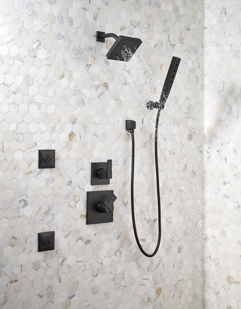 Delta Faucet 50570-BL ShoweringComponents Square Wall Elbow for Hand Shower, Matte Black WIthout Lumicoat