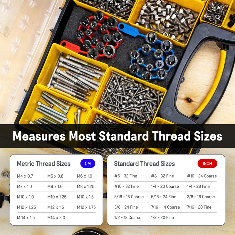 SST - Identibolt Flex - Portable Nut and Bolt Male and Female Thread Gauge Checker - Imperial SAE and Metric Threads - Measure & Mount Almost Anywhere - Double-Sided Gauges - Made in USA