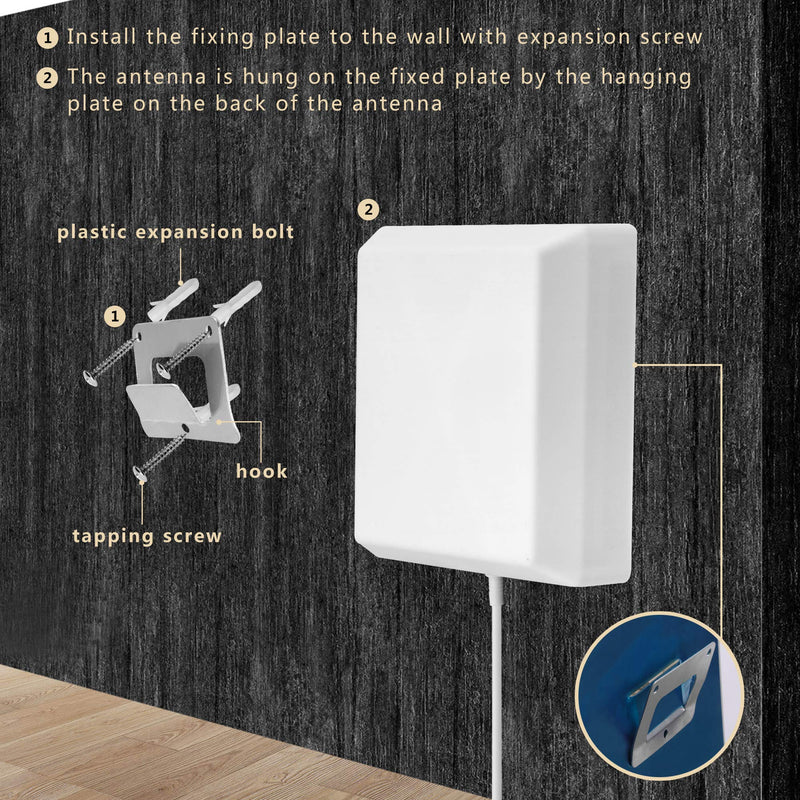 Indoor Wall Mount Panel Antenna, Cell Phone Signal Boosters with N-Female Connectors for Home 2G, 3G, 4G, 5G (698-4000Mhz)