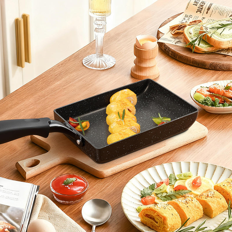 MyLifeUNIT Tamagoyaki Pan with Lid, Japanese Omelette Pan for Gas Stove & Electric Stove, Nonstick Square Egg Pan Skillet 7.3" x 5.3"