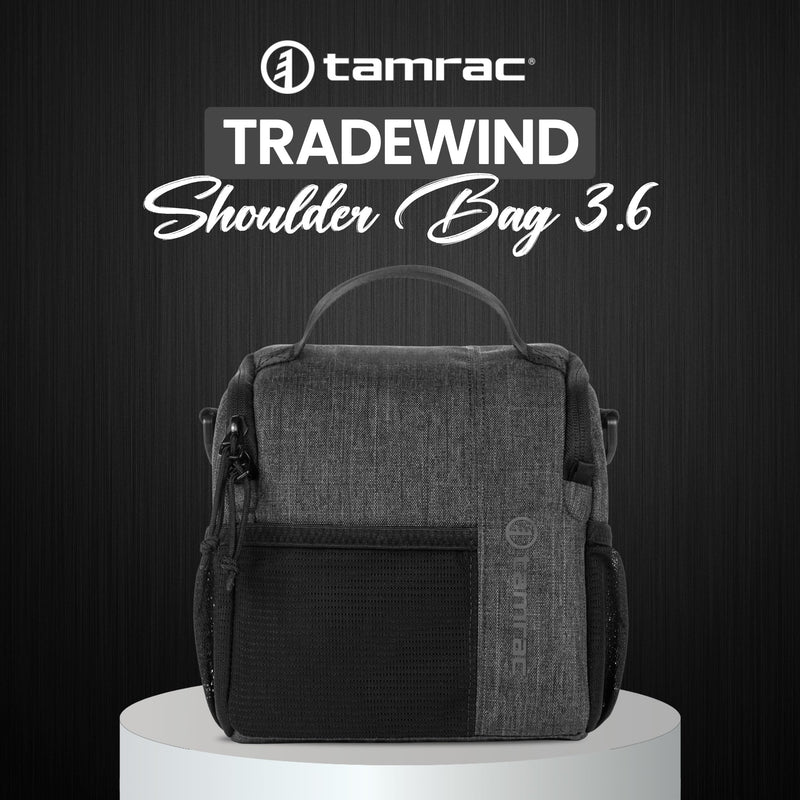Tamrac Tradewind 3.6 Camera Bag for Photographers, Camera Case for Photography Accessories, Compact Camera Shoulder Bag for DSLR and Mirrorless Cameras, Crossbody Camera Bag for Women Men – Dark Grey