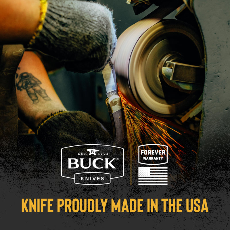 Buck Knives 110 Slim Select Folding EDC Knife, 3-3/4” Pocket Knife Blade, Nylon Handle, 420HC Stainless Steel Clip Point Folding Blade, Made in the USA, 2.8 oz Orange