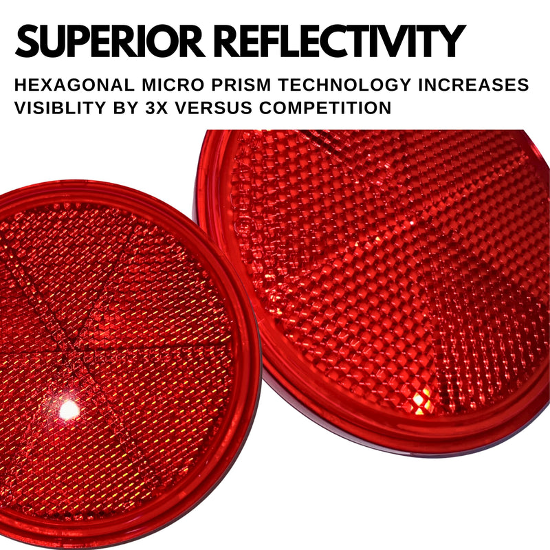 [ALL STAR TRUCK PARTS] Class A 3" Round Reflector Strong Stick-on - RED/AMBER for Trailers, Trucks, Automobiles, Mail Boxes, Boats, SUV's, RV's, Industrial Applications (2x Red) 2x Red