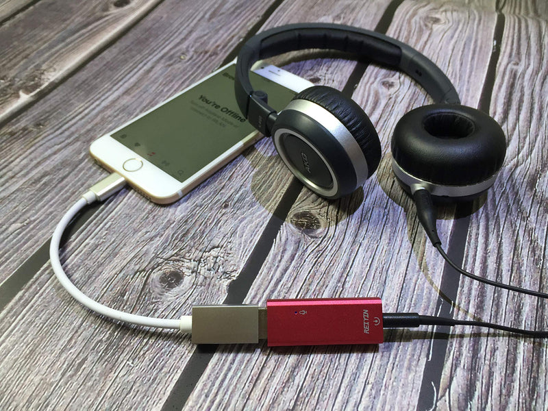 DA-02 DAC USB-A Digital to Analog Converter, 192khz 24bit USB to 3.5mm Audio Adapter with Analog and Optical Digital Output Mode - Red